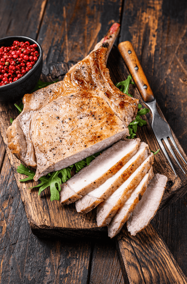 All - Natural Duroc Tomahawk Pork Chop - Wellborn 2R Beef