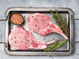All - Natural Duroc Tomahawk Pork Chop - Wellborn 2R Beef