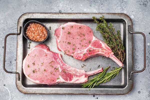 All - Natural Duroc Tomahawk Pork Chop - Wellborn 2R Beef