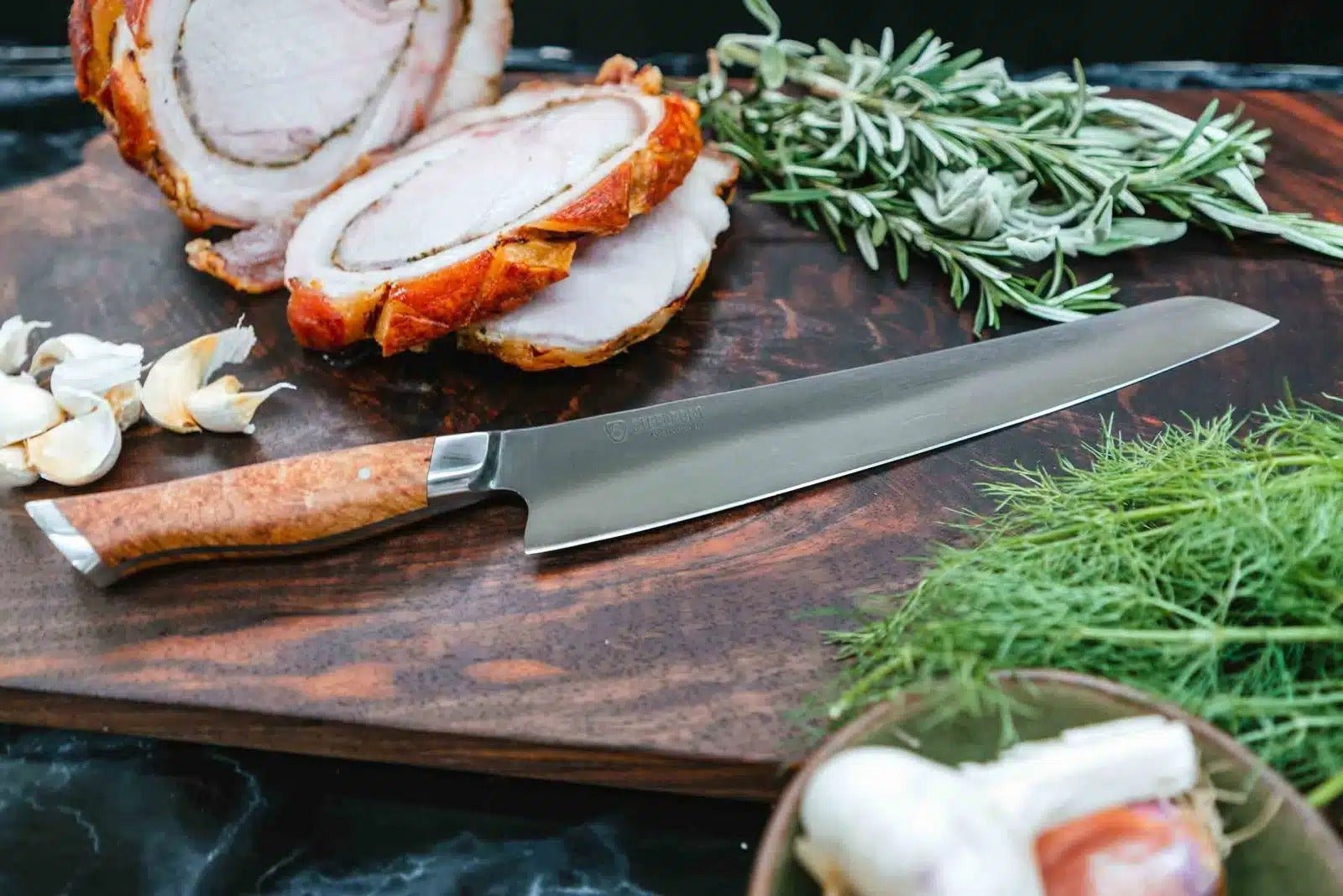 Full Tang Butcher Knife Butchery Tool Bone Ribs Steak Meat Slice Cut Wood  Handle