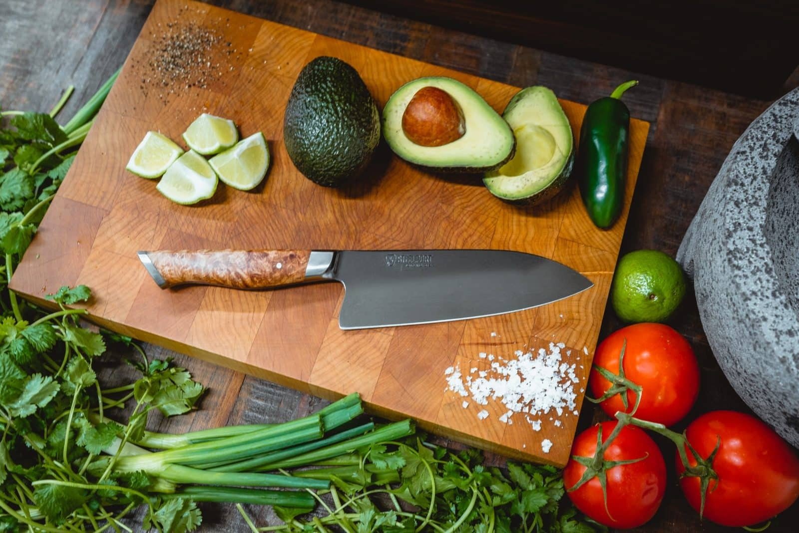 Cooking Knife 8 in - Carbon Steel - Olive Wood Handle