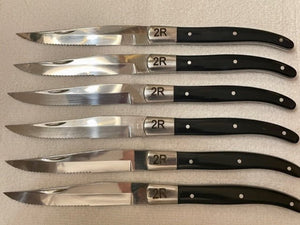 Premium Engraved 6 Piece Steak Knife Set - Wellborn 2R Beef
