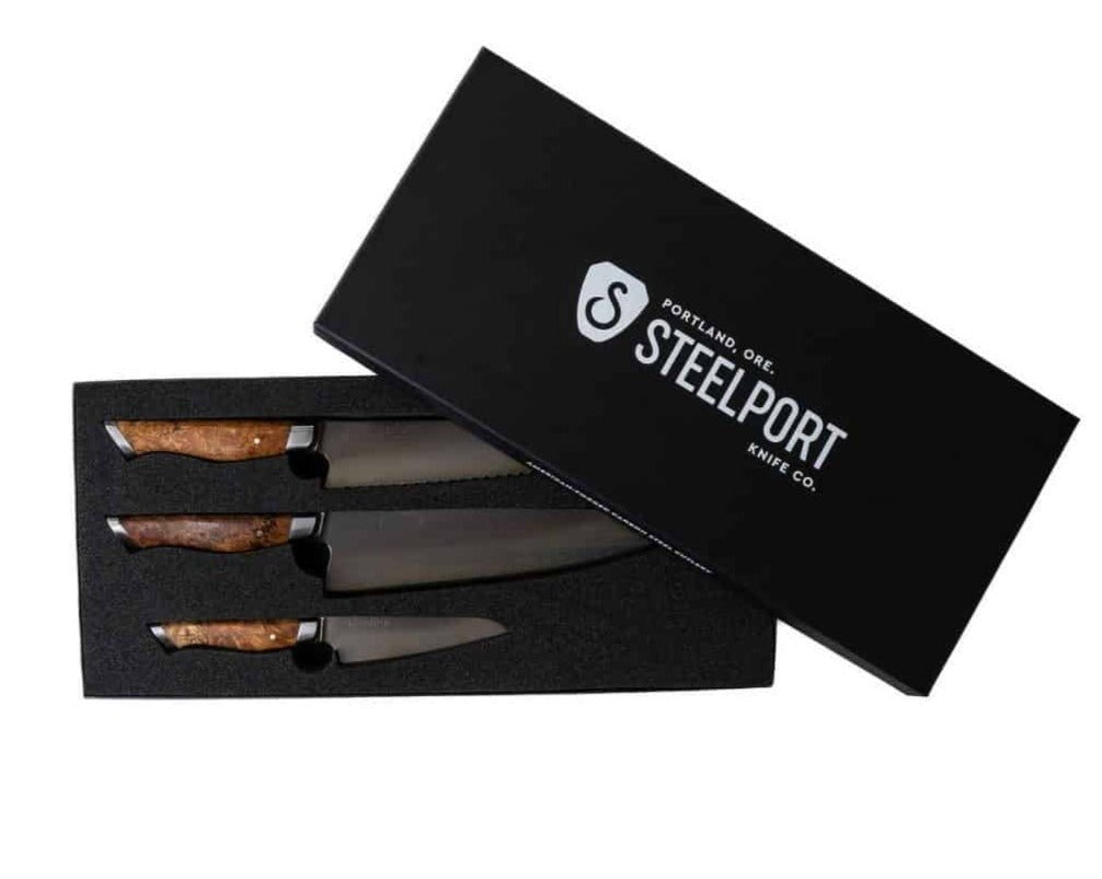 Steelport Carbon Steel 6 Piece Magnetic Knife Block Set